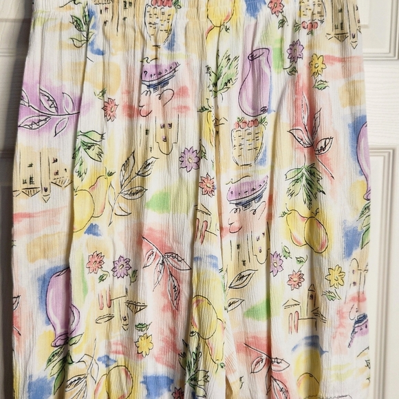 Vintage - Koret Francisca - Flowy Water Color w/ Line Drawing Print Shorts 27" - Picture 3 of 6